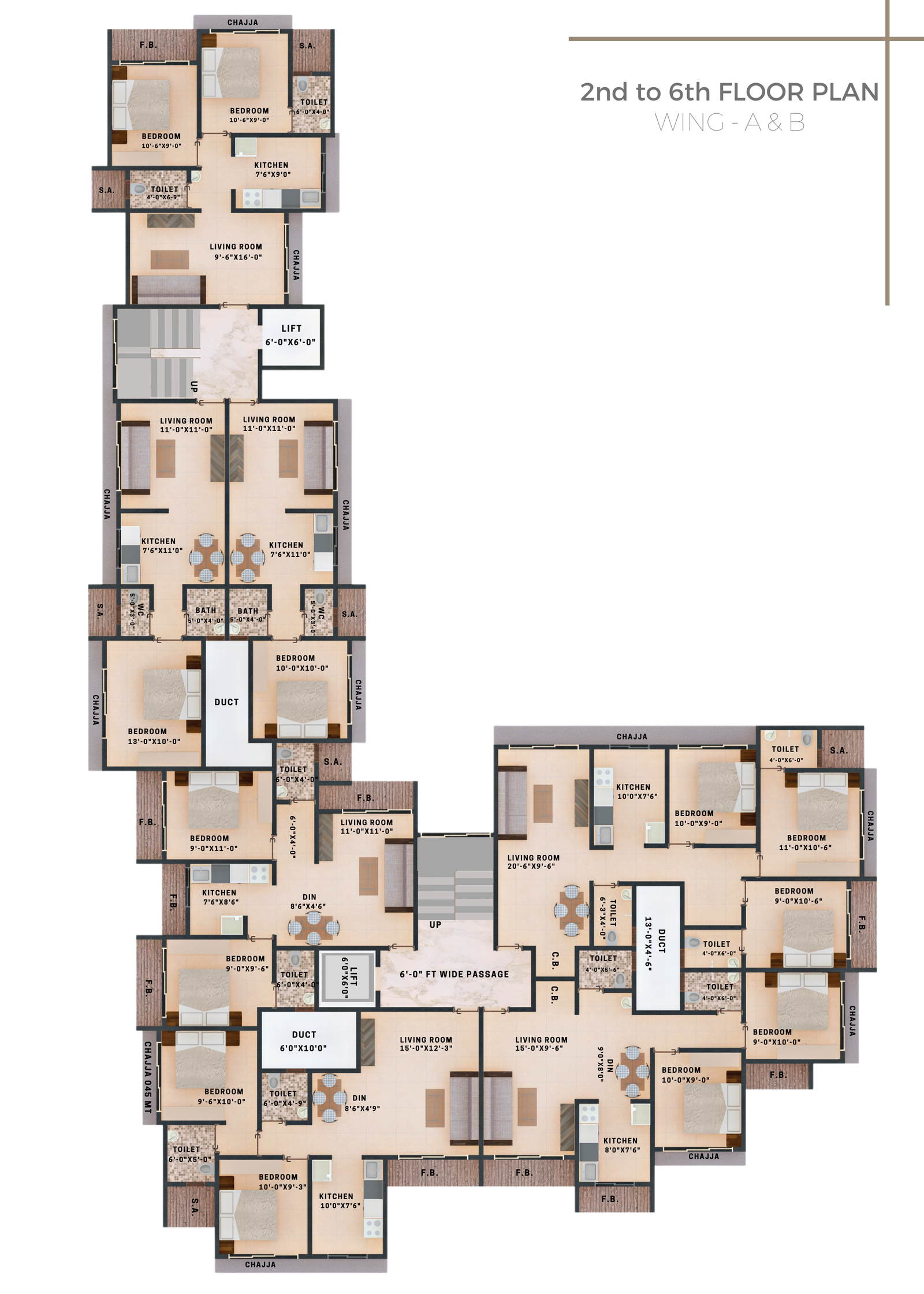 2nd to 6th Floor Plan