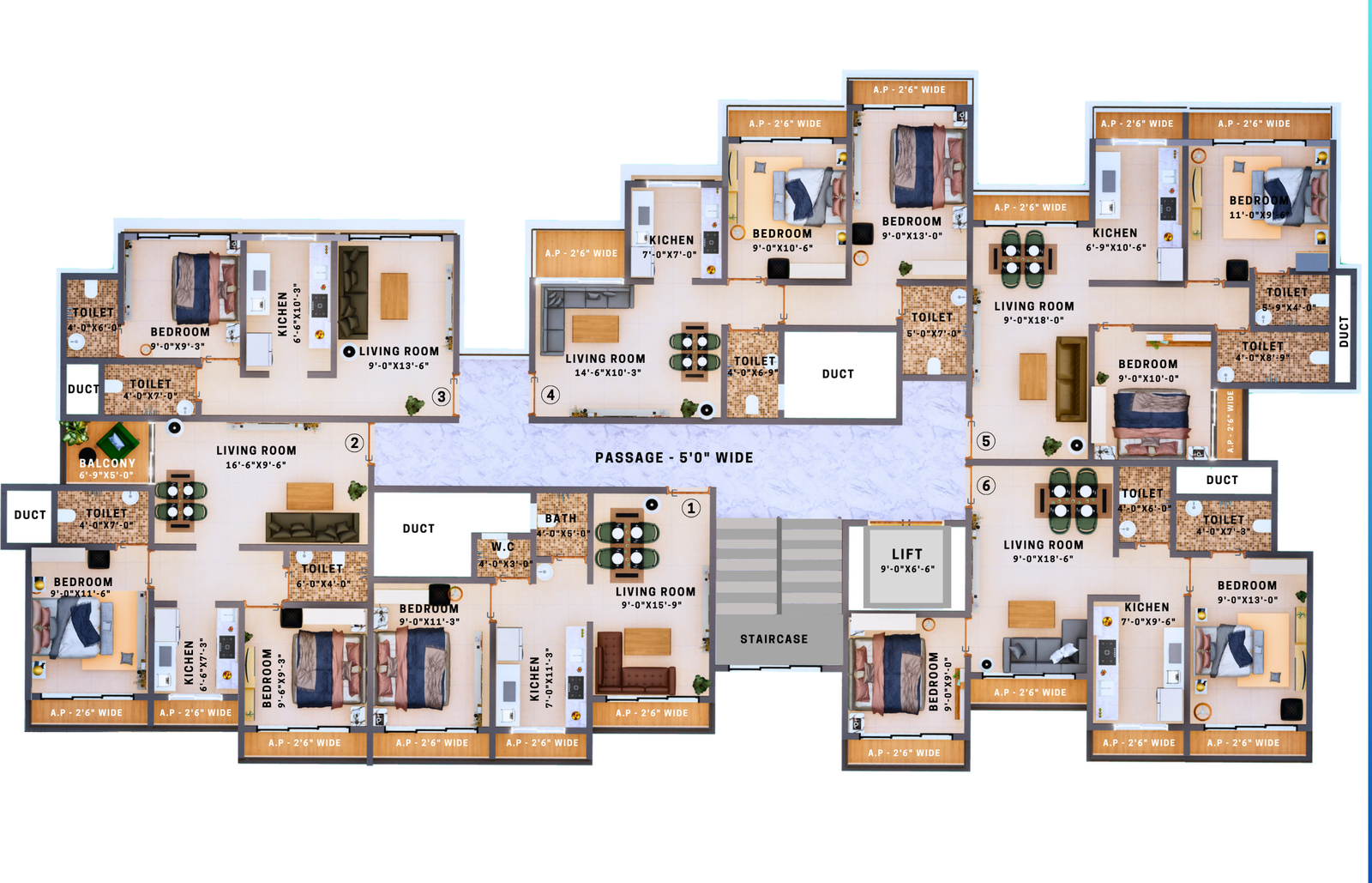 Third to Fifth Floor Plan