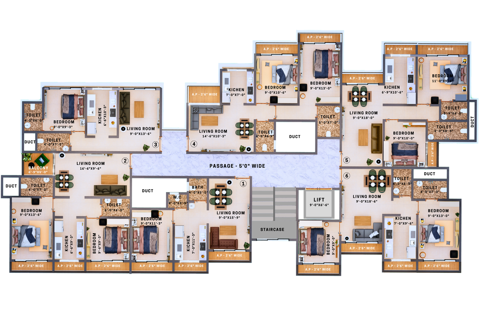 Sixth to Eighth Floor Plan